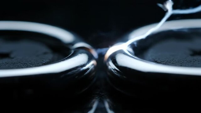 Electric Arc Discharge Between Electrodes in Dark Environment.