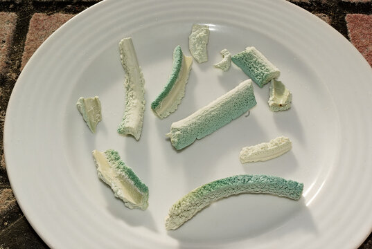 lumps of limescale which formed after boiling water many times in an electric kettle
