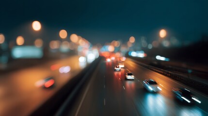 Blurry shot of a highway with cars driving on it