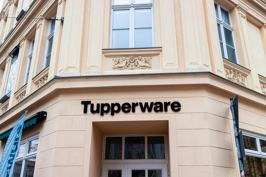 cottbus, brandenburg, germany - 09 02 2026: a sign of tupperware