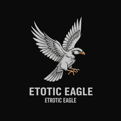 Obraz premium Stylized gray eagle with outstretched wings illustration on black background