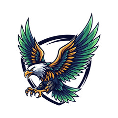 Obraz premium Stylized majestic eagle with spread wings and sharp talons in a bold illustration