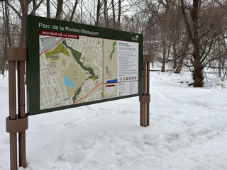 Naklejka premium Carte du parc de la rivière-Beauport à Québec en hiver.