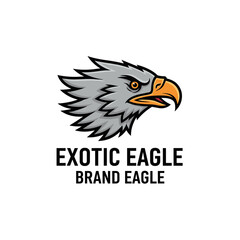 Fototapeta premium Stylized eagle head logo illustration with strong features and fierce expression