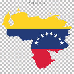 Venezuela map with national flag overlay
