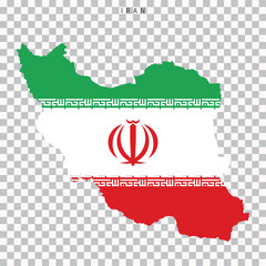 Outline map of Iran filled with its national flag colors, isolated on transparent background for geography, travel, and educational use.