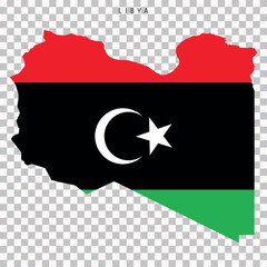 Libya map with flag overlay on transparent background