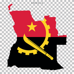 Angola map with national flag design