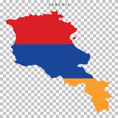 Armenia map with national flag overlay