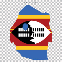 Eswatini or Swaziland map with national flag overlay