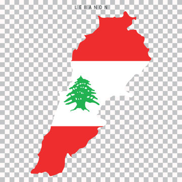 Lebanon map with flag design isolated