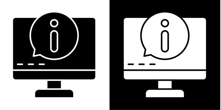 Information On Computer Icon Set White Glyph Style Collection