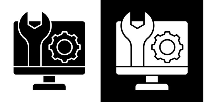 It Support Icon Set White Glyph Style Collection