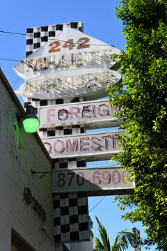FULLERTON, CALIFORNIA - 16 JAN 2026: Rollings Automotive sign on Commonwealth Avenue in downtown Fullerton.