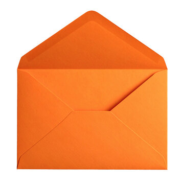 Bright vibrant orange open stationery envelope showing its interior flaps ready for correspondence or message delivery&nbsp;&nbsp;