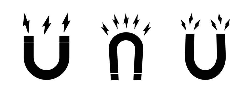 Illustration of horseshoe magnets with magnetic field lines for science education and physics study