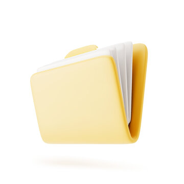 Folder file. Folder with document archive. Realistic 3d design. Vector illustration