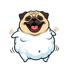 Fototapeta premium Happy cartoon pug dog with fluffy body and joyful expression