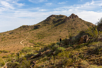 Scenic landscape and hiking trails of Lookout Mountain Park in Phoenix, Arizona