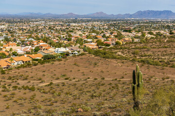 Panoramic view of Phoenix, Arizona, from the hiking trail of Lookout Mountain Park
