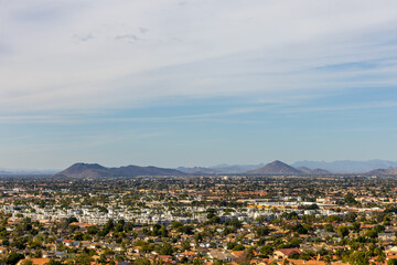 Panoramic view of Phoenix, Arizona, from the hiking trail of Lookout Mountain Park