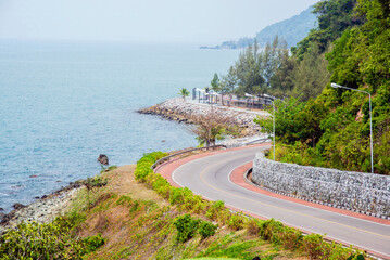 A view of the coastal road that runs along the foothill