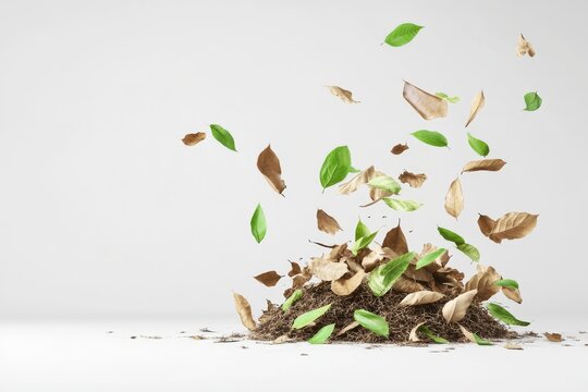 Environmental sustainability concept with falling leaves for eco-friendly design