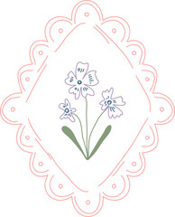 Flower Bouquet In Lace Frame