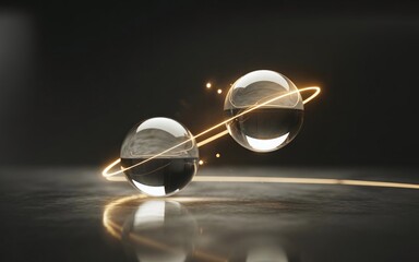Ultra-Premium Global Connection Concept &ndash; Floating Glass Globes Linked by Luminous Energy Lines