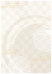 筆模様と和紙背景