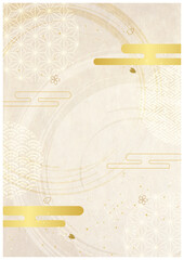 筆模様と和紙背景