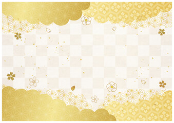 筆模様と和紙背景