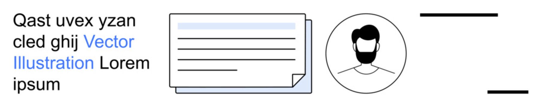 Identity verification, user profiles, online registration, digital forms, information records, personal data. A user profile icon with text elements. Identity verification and user profile concepts