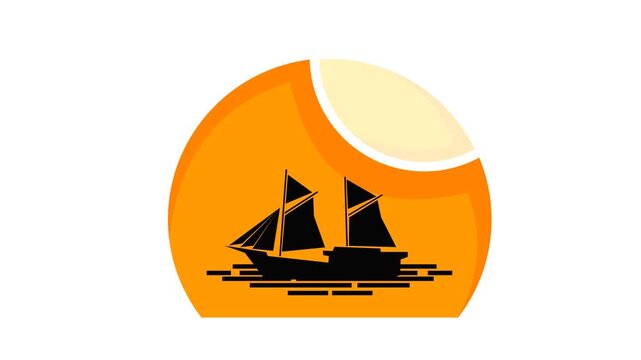 silhouette of a pinisi ship and sunset