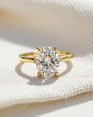 Ethical Diamond Ring on Natural Linen Texture
