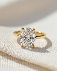 Ethical Diamond Ring on Natural Linen Texture