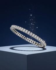 New Year Luxury Diamond Bracelet with Midnight Blue Accents