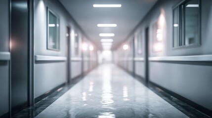 Long, sterile passageway with evenly spaced artificial lights receding into the distance