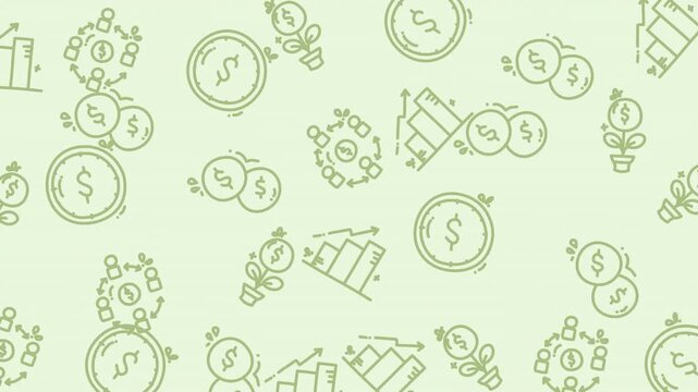 Dynamic Money Icon Sequence Across a Pale Background.