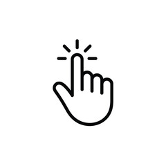 Simple line art illustration of a hand with a pointing finger