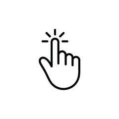 Simple line drawing of a hand with a pointing finger and starburst