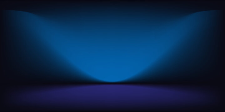 Abstract gradient podium background. blue empty 3d studio backdrop. Clean scene for product presentation mockup template. Vector illustration.