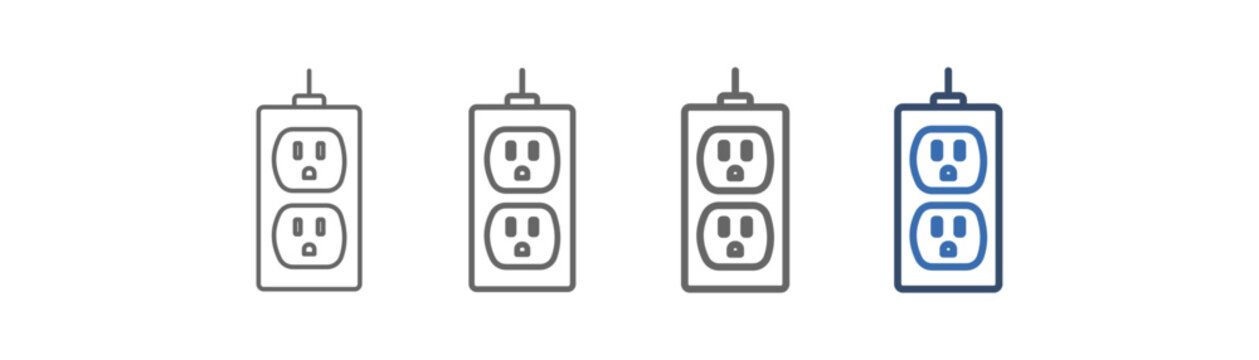 
outline icon set electrical outlet inspection with stock contack design