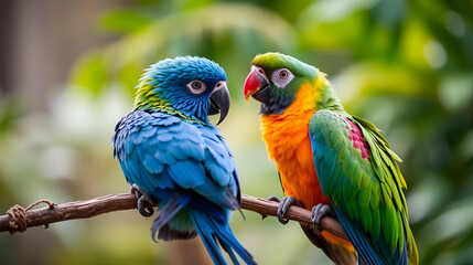Obraz premium The parrots love each other