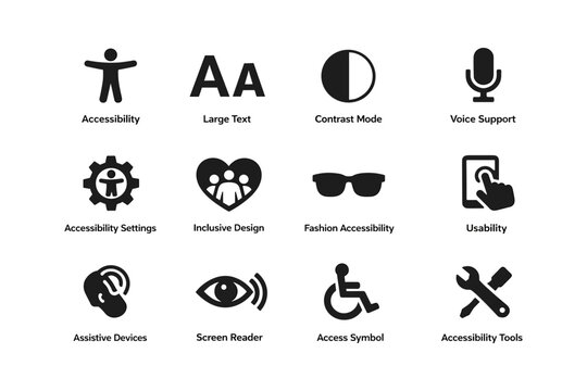 Comprehensive accessibility icons: inclusive design and usability tools
