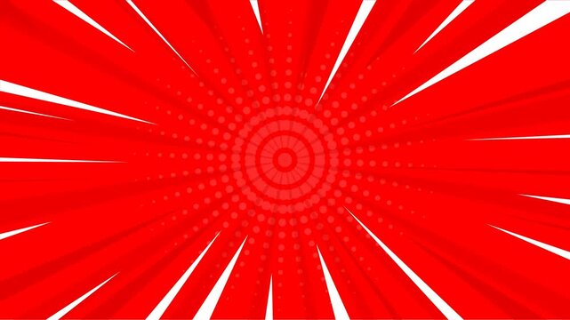 Dynamic comic motion background with bold red backdrop and pop art energy.