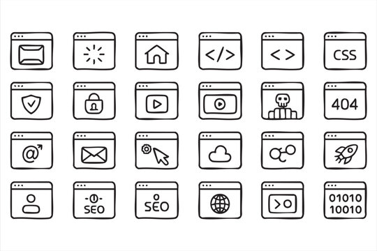 Website Analytics and Cloud Service Outline Icons for Admin Panels