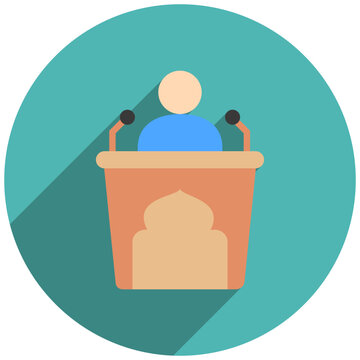 Sermon Rounded Flat Color Icon Mini Illustration, Use For Modern Concept, Print, Ui, Ux Kit, Web And App Development. Vector Related To Ramadan, Eid Al-Fitr, Eid Al-Adha And More