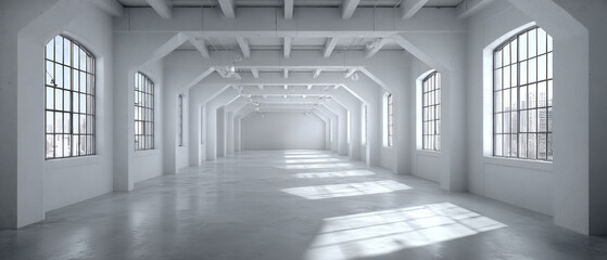 The empty white corridor