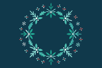 Set of decorative vector wreaths with charming snowflake motifs, perfect for creating cozy winter holiday greetings and seasonal decor. © shachin